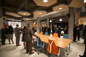 A 2014 media open house at Rev Ithaca Startup Works.